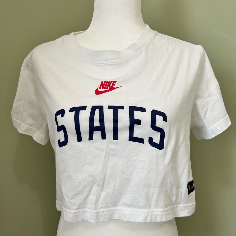Nike women’s white cropped USA t shirt. Size XS